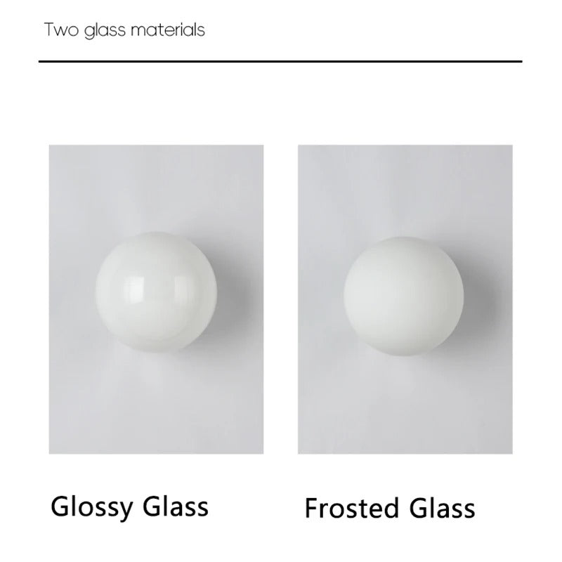 Ronde Glazen Wandlamp – Melkwitte Glazen Bol met Verborgen Basis – Moderne LED Wandverlichting voor Slaapkamer en Woonkamer