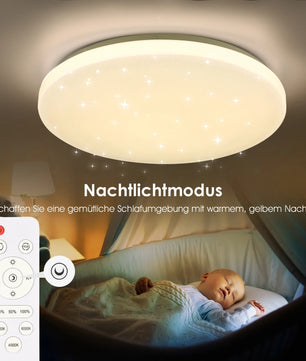 RGB LED Plafondlamp 40 cm – 36W Dimbaar met Sterrenhemel Effect en Afstandsbediening – Moderne RGB Plafondverlichting voor Woonkamer, Slaapkamer en Badkamer