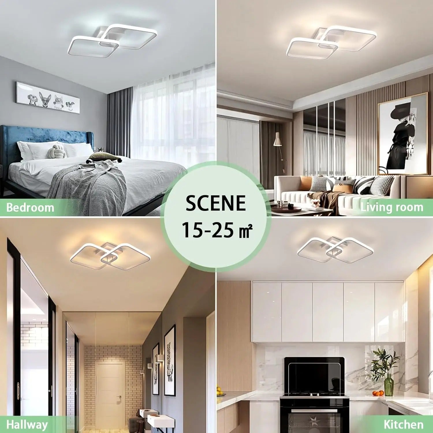 Moderne Vierkante LED Plafondlamp – 50W Dimbaar met Afstandsbediening – Instelbaar 3000K–6500K voor Woonkamer en Slaapkamer