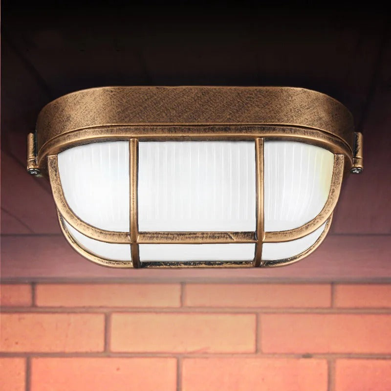 Retro Waterdichte Wandlamp IP65 – Industriële Buitenverlichting van Aluminium en Glas met E27 Fitting