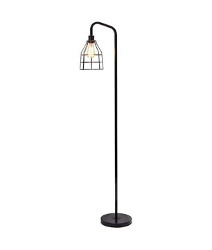 Industriële Vloerlamp Zwart Metaal – Staande Lamp met Druppelvormige Kooikap – E27 Industriële Sfeerverlichting voor Woonkamer en Slaapkamer