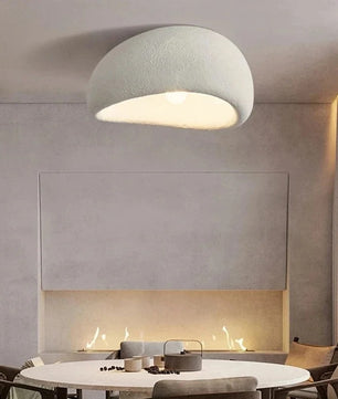 Nordic Wabi-Sabi LED Plafondlamp – Minimalistische Ronde Plafondverlichting van Hars