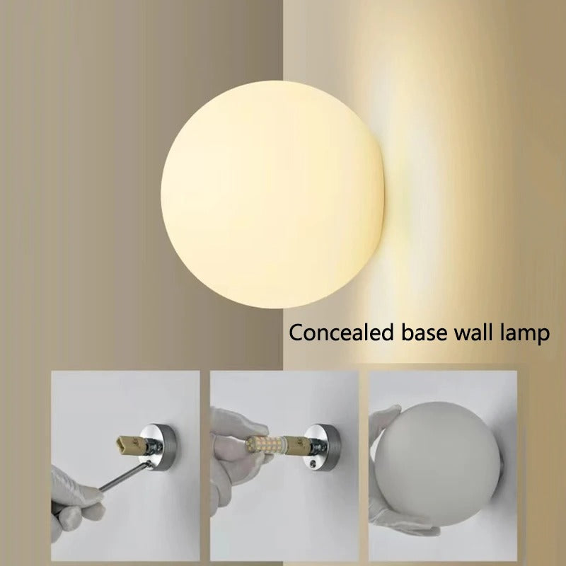 Moderne Glazen Wandlamp – Bauhaus Ronde Melkwitte Bal met G9 LED voor Slaapkamer en Woonkamer