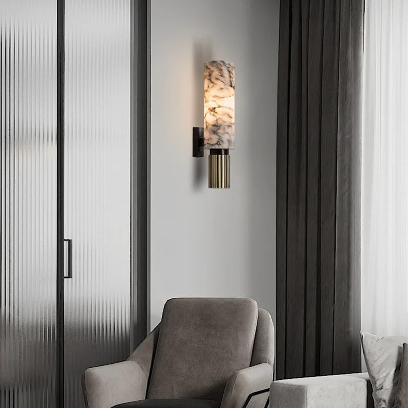 Moderne Marmeren Wandlamp – Natuurlijk Marmer met LED Verlichting – Luxe Design Wandlamp voor Woonkamer en Slaapkamer