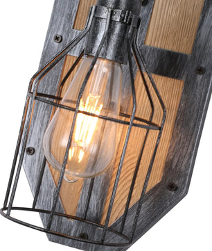 Vintage Wandlamp – Retro Steampunk Industrieel Design – Metaal en Hout – E27 Fitting – Voor Woonkamer, Keuken en Eetkamer