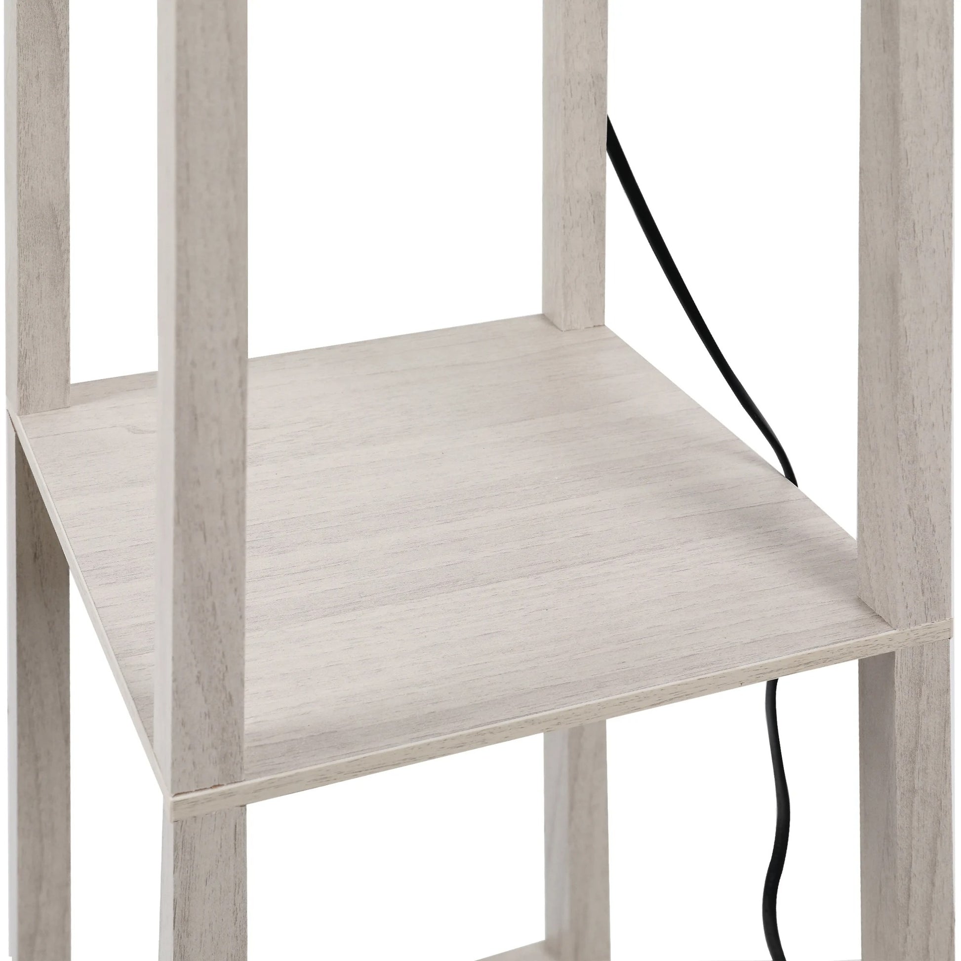 Vloerlamp met 3 Opbergplanken – Moderne Staande Lamp van MDF met E27 Fitting – Functionele Verlichting en Opbergruimte voor Woonkamer en Slaapkamer