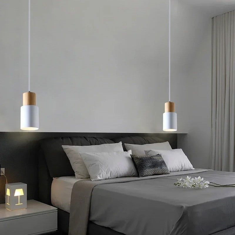 Nordic Moderne LED Hanglamp – Aluminium & Hout Plafondlamp voor Keuken, Bar & Woonkamer