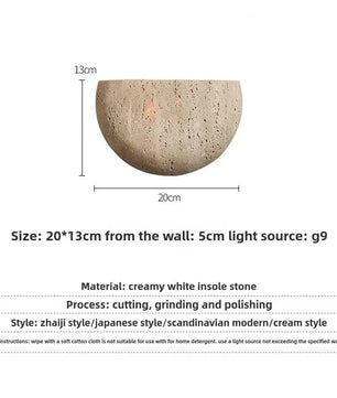 Wabi-Sabi Steen Wandlamp – Retro & Sfeervolle Muurverlichting, Minimalistisch Design