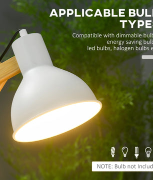 Verstelbare Bureaulamp met Klembasis – Leeslamp met Zwenkarm, Bamboe Design en E27 Fitting