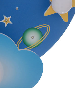Kinderkamer LED Plafondlamp – Cartoon Ruimte Design Blauw – 35W Dimbaar met Afstandsbediening voor Slaap- en Speelkamer