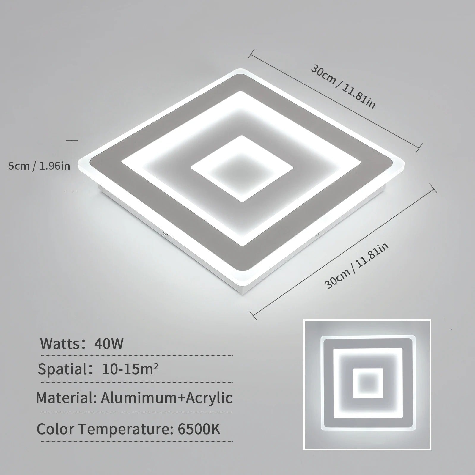 Moderne Vierkante LED Plafondlamp – 42W Acryl Wit – Heldere Basisverlichting voor Slaapkamer, Woonkamer en Keuken