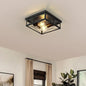 Retro Industriële Plafondlamp Zwart – Metalen Opbouwlamp met 2× E27 Fittingen voor Keuken en Eetkamer