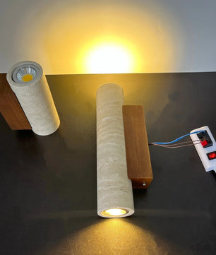 Stenen Wandlamp Travertijn – Luxe Natuursteen Wandverlichting met E27 Fitting en Up Down Light