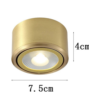 Koperen LED Plafondlamp – Verstelbare Opbouwspot van Massief Koper – Moderne LED Spotverlichting voor Gang, Woonkamer en Badkamer