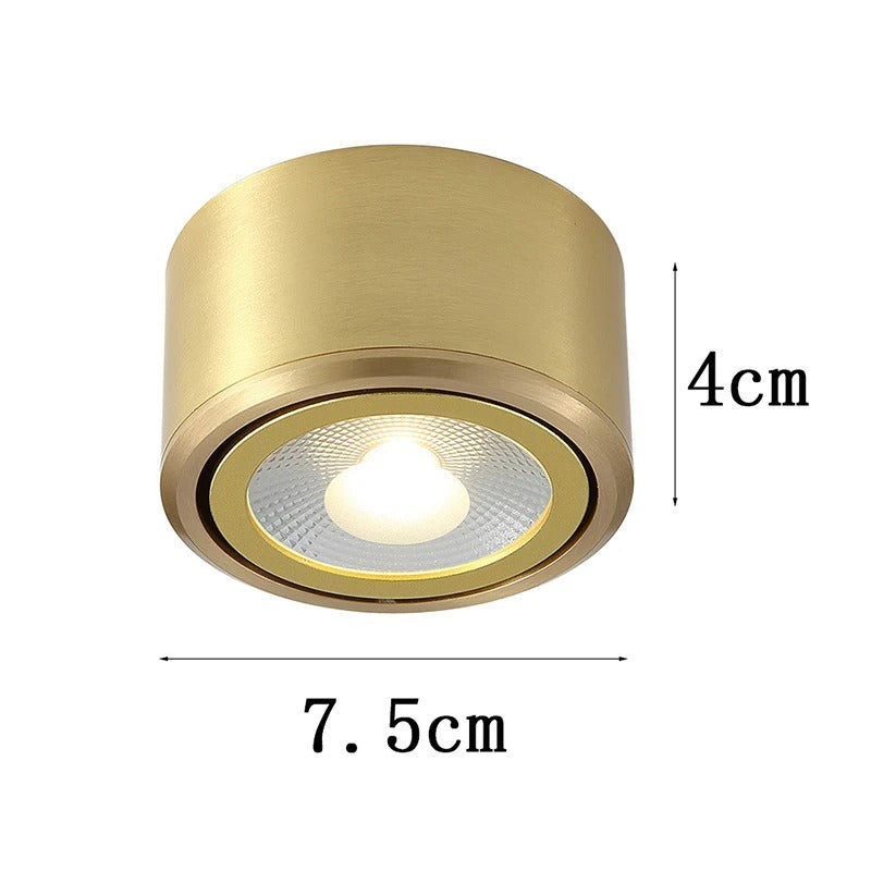 Koperen LED Plafondlamp – Verstelbare Opbouwspot van Massief Koper – Moderne LED Spotverlichting voor Gang, Woonkamer en Badkamer