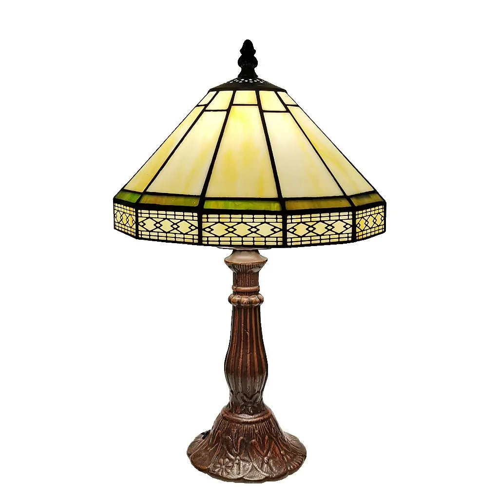 Tiffany Stijl Tafellamp – Handgemaakt Kunstglas 22 cm – Vintage Bronzen Basis – Decoratieve Tafellamp voor Woonkamer en Kantoor