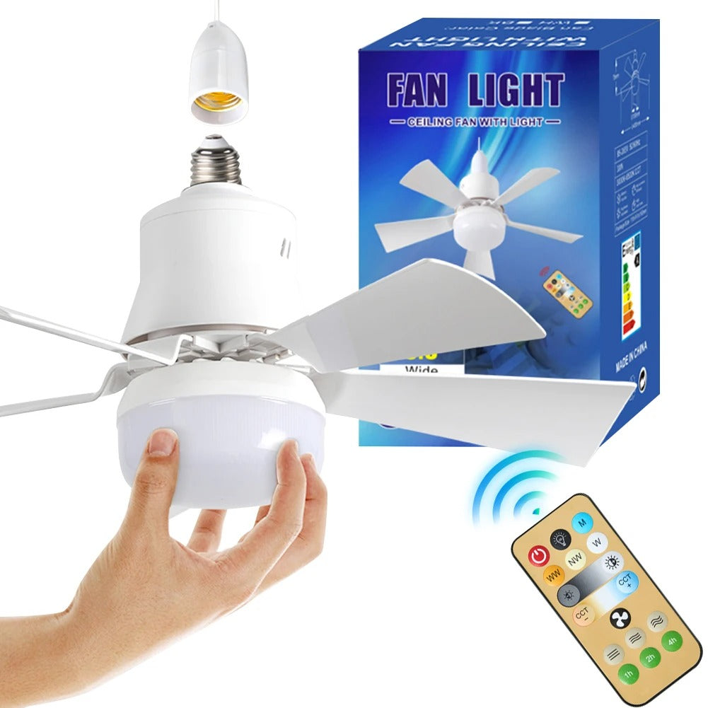 LED Plafondventilator met E27 Fitting – 40W Dimbare Ventilatorlamp met Afstandsbediening, 3 Snelheden en Laag Profiel voor Slaapkamer en Keuken