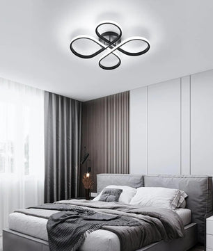Moderne LED Plafondlamp – Bloemvormig Design – 45W Koel Wit 6500K – Zwarte Aluminium Plafondverlichting voor Woonkamer, Keuken en Slaapkamer