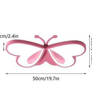 Vlinder LED Plafondlamp – 90W Creatieve Designlamp in Roze – Dimbare LED Verlichting voor Kinderkamer, Slaapkamer en Woonkamer