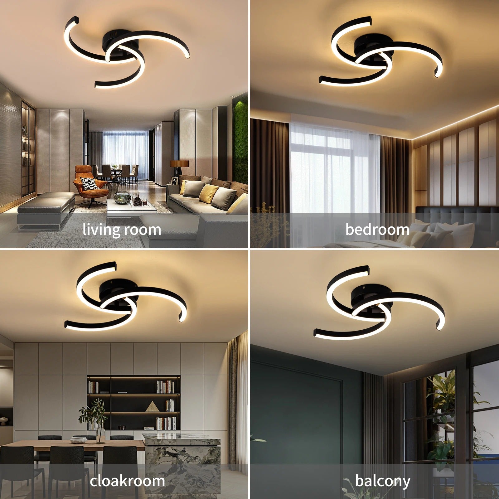 Moderne LED Plafondlamp – Spiraalvormig Design 52 cm met Warm Wit Licht 24W voor Woonkamer en Slaapkamer