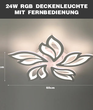 Moderne LED Plafondlamp 55W met RGB Achtergrondverlichting – Dimbaar met Afstandsbediening – Bloemdesign 60×60 cm – Wit