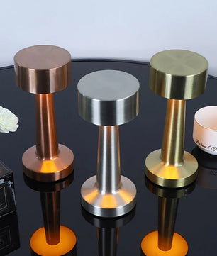 Retro Metalen Tafellamp – Oplaadbare LED Nachtlamp met Touchbediening, 3 Lichtkleuren en Dimbare Sfeerverlichting