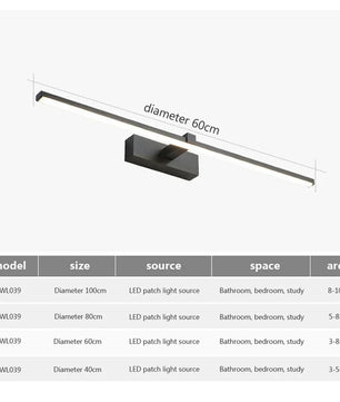 Moderne LED Wandlamp Badkamer van Aluminium – 3 Kleurstanden, Strakke Spiegel- en Make-up Verlichting voor Wandmontage