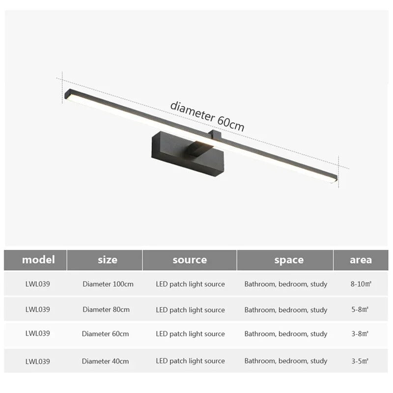 Moderne LED Badkamer Wandlamp – Spiegelverlichting met 3 Lichtkleuren – Aluminium Lijnlamp voor Badkamer en Interieur