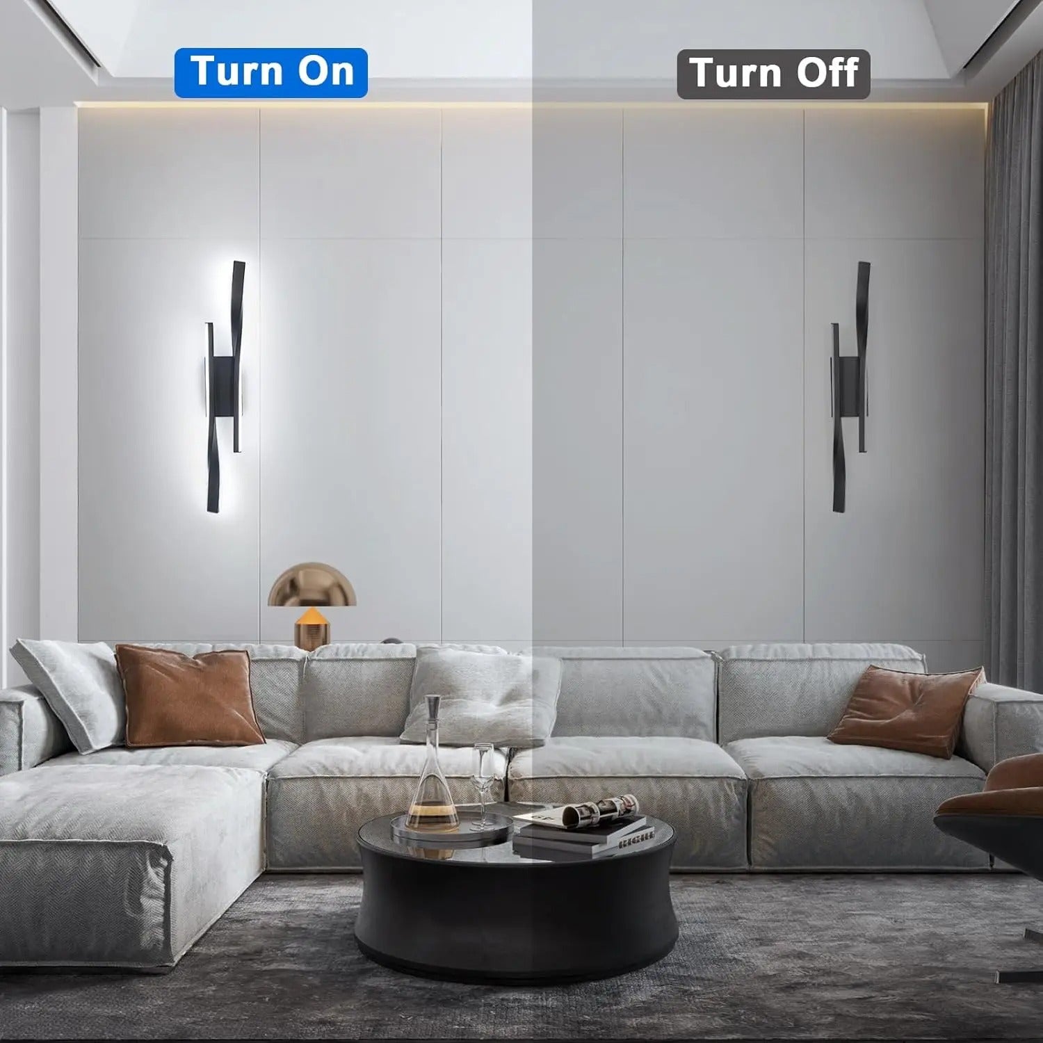 LED Wandlamp Zwart 42 cm – Dubbel Verticaal Design – Aluminium en Acryl Wandverlichting 16W 6500K voor Woonkamer, Hal & Trap