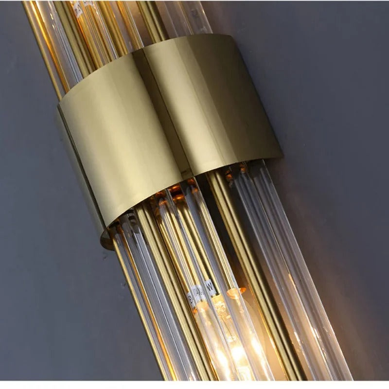 Luxe Gouden LED Wandlamp – RVS & Kristal Binnenverlichting, Modern & Elegant