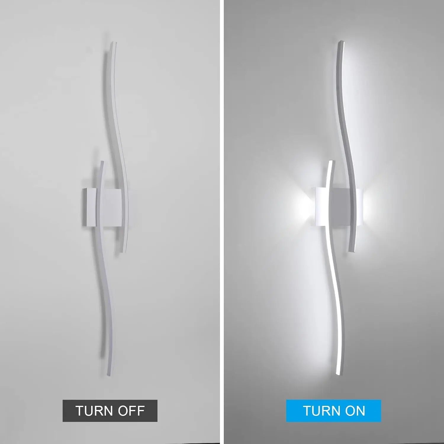 Moderne LED Wandlamp 89 cm – Golvend Design – Aluminium en Acryl Wandverlichting 27W 6500K voor Woonkamer, Slaapkamer & Hal