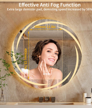 Ronde LED Badkamerspiegel met Anticondens en Backlight – Touchbediening, Geheugenfunctie & 3 Lichtkleuren – Moderne Wandspiegel voor Badkamer