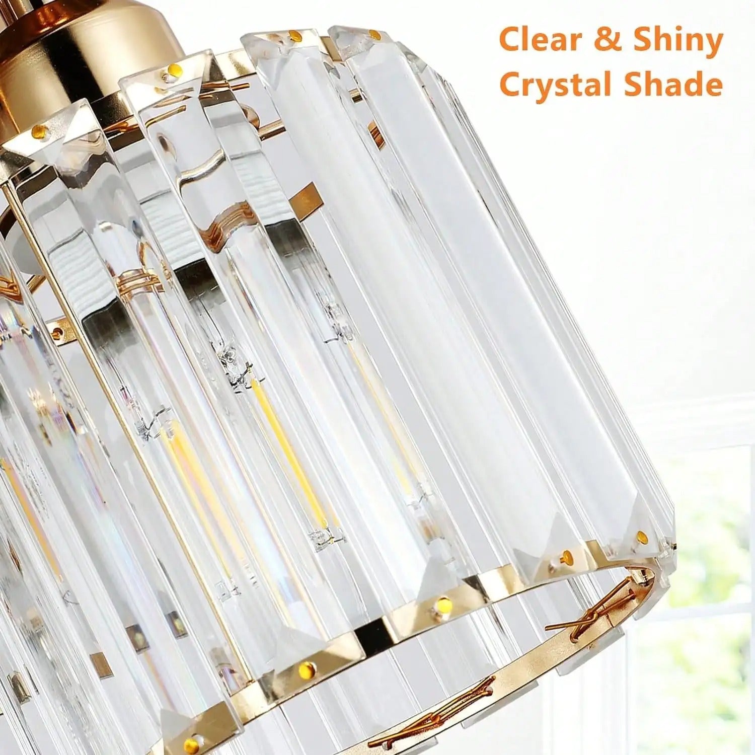 Moderne Gouden Plafondlamp – 3-Lichts Semi-Inbouw met Kristalglas voor Keuken en Woonkamer