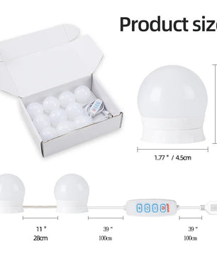 Hollywood LED Make-up Spiegelverlichting – 3 Kleurstanden, USB Aangedreven & Traploos Dimbaar – Professionele Vanity Verlichting voor Spiegel en Make-uptafel