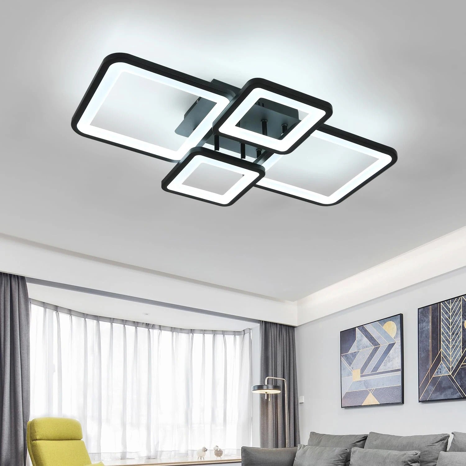 Moderne LED Plafondlamp – 54W Dimbaar Rechthoekig Design – Met Afstandsbediening en Instelbare Lichtkleur voor Woonkamer, Keuken en Slaapkamer