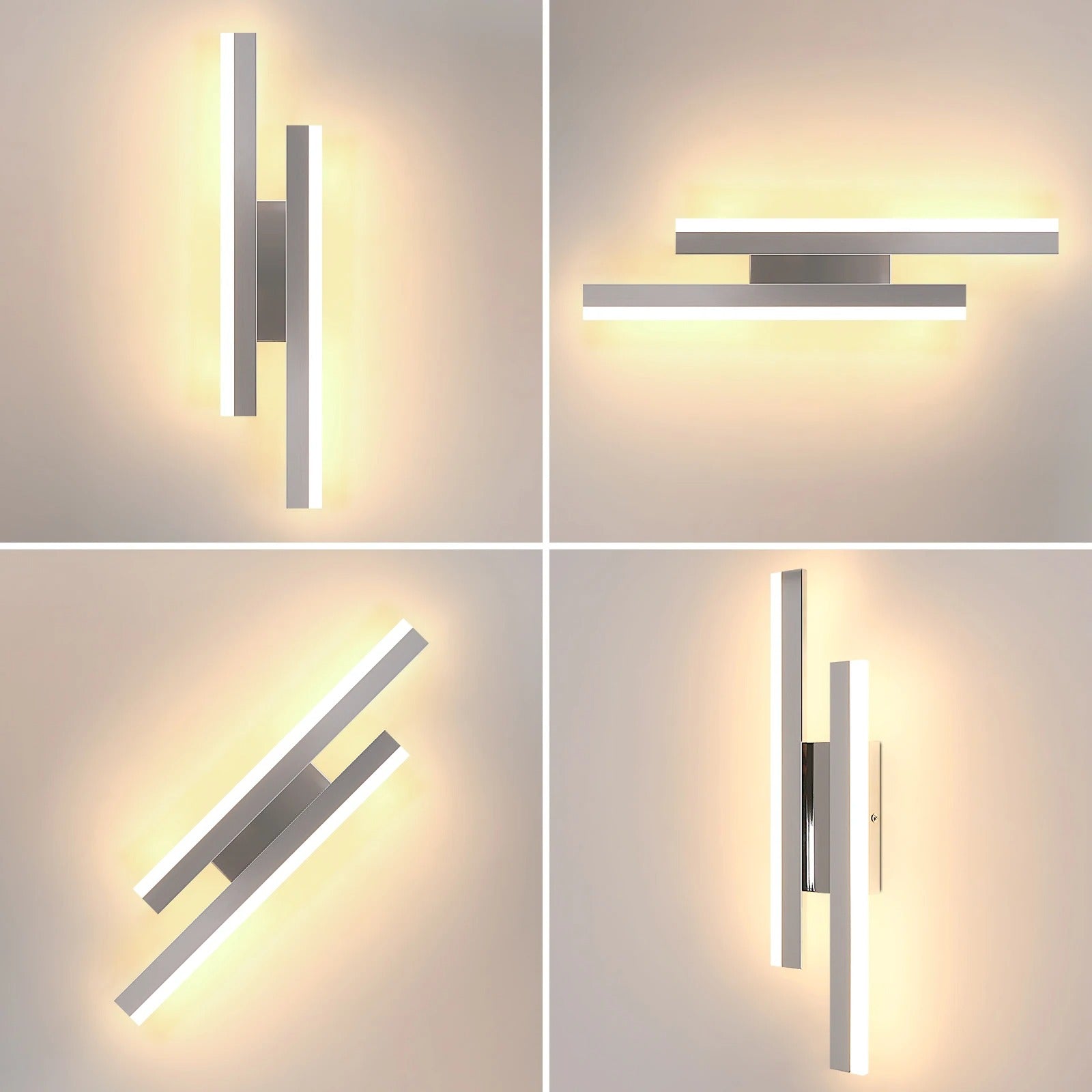 Moderne LED Wandlamp – 16W Parallel Design – Warm Wit 3000K – Wit Metaal – Voor Gang, Hal en Slaapkamer