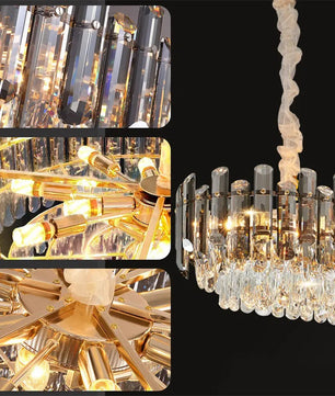 Luxe Kristallen Kroonluchter – Moderne LED Plafondlamp met E14 Fittingen in Goud