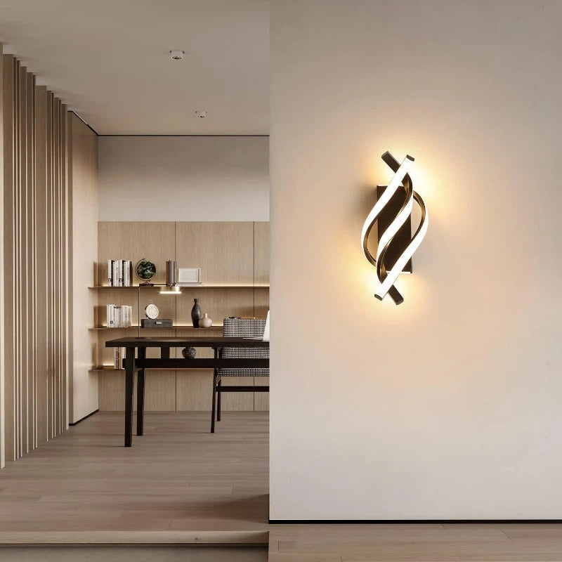 Gebogen LED Wandlamp – Spiraal Design van Aluminium & Siliconen, Modern en Sfeervol