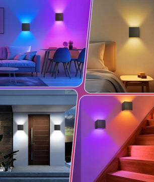 Set van 2 Slimme LED Buitenwandlampen – 10W RGBCW, App- & Stembediening, Waterdicht IP65