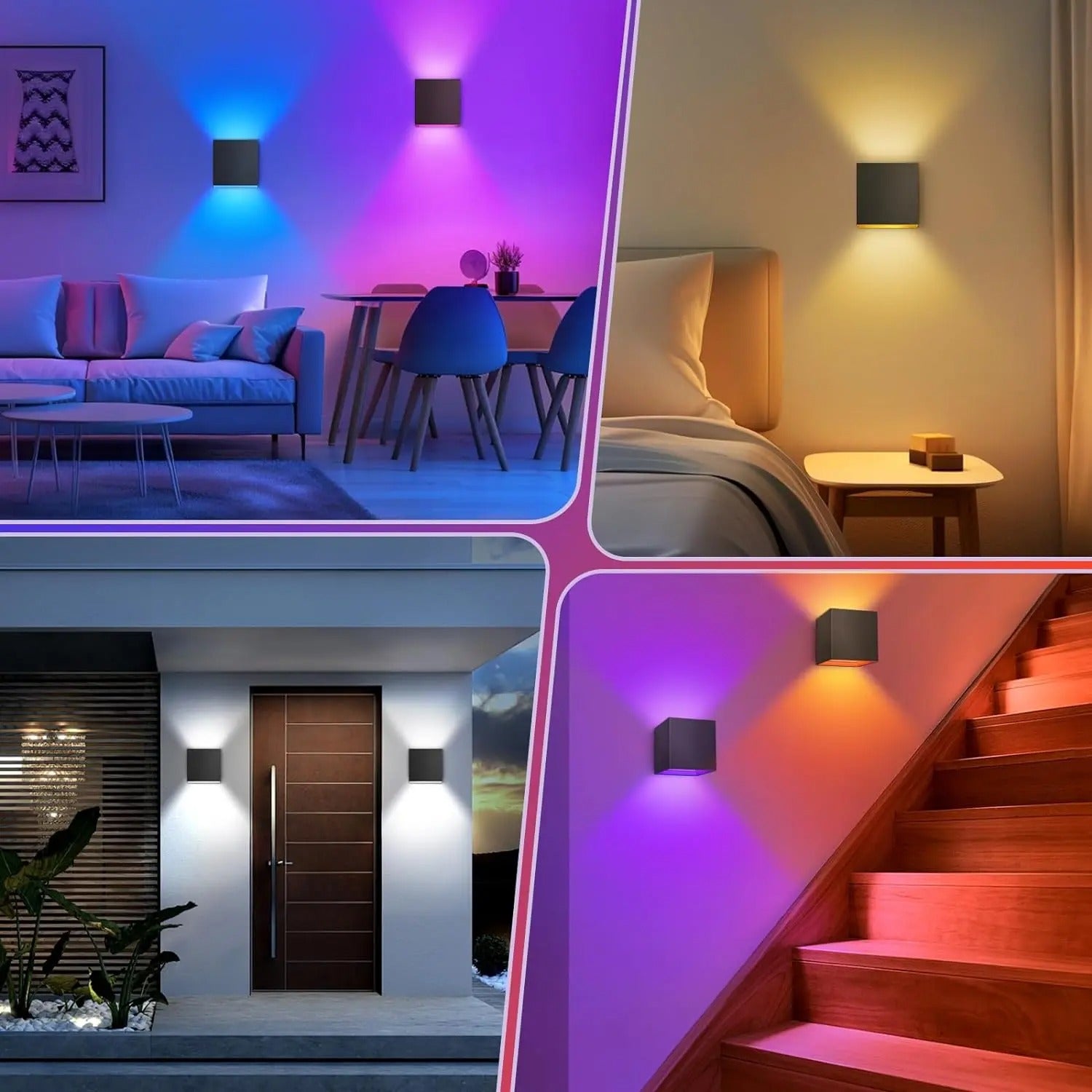 Set van 2 Slimme LED Buitenwandlampen – 10W RGBCW, App- & Stembediening, Waterdicht IP65