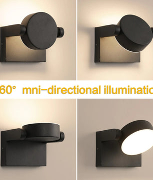 Moderne LED Wandlamp – 20W Binnen en Buiten – Draaibaar LED Paneel – Warm Wit 3000K – Zwart Aluminium – IP65