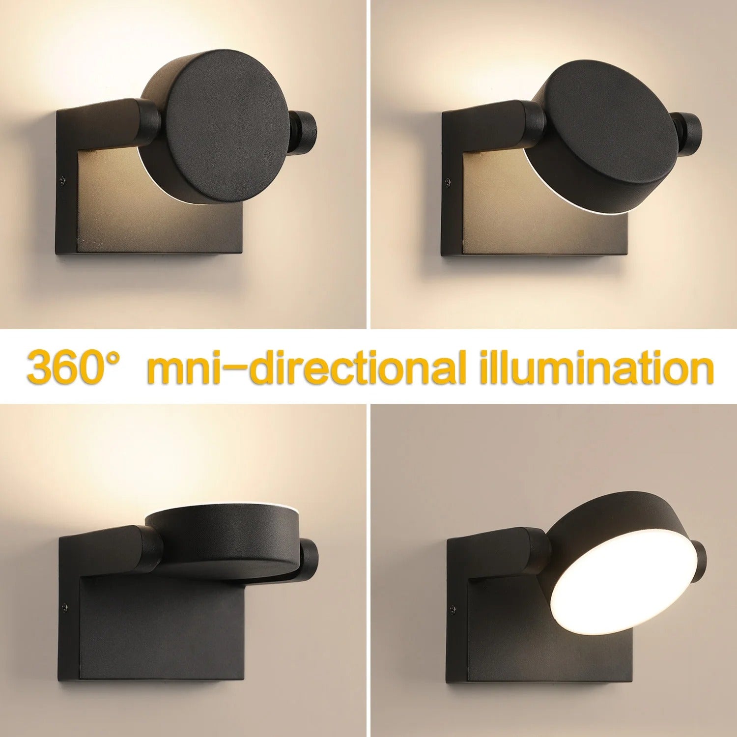 Moderne LED Wandlamp – 20W Binnen en Buiten – Draaibaar LED Paneel – Warm Wit 3000K – Zwart Aluminium – IP65