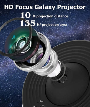 Galaxy Projector 12-in-1 – HD Sterrenhemel Nachtlamp met 360° Rotatie, Verwisselbare Filmschijven & Timer