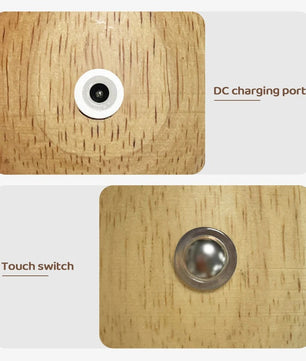 Houten Paddenstoel Nachtlampje – Oplaadbare Touch LED Tafellamp met Traploos Dimmen en 3 Lichtkleuren