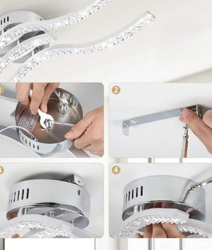 LED Kroonluchter – Moderne 3-Armige Golvende Plafondlamp van Metaal en Acryl met Geïntegreerde LED – Design Verlichting voor Woonkamer en Eetkamer