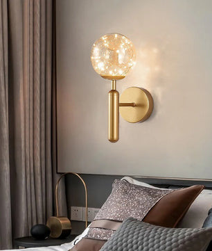 Glazen Ster Wandlamp – Moderne LED Wandverlichting van Glas en Metaal – Decoratieve Sfeerlamp voor Slaapkamer en Woonkamer