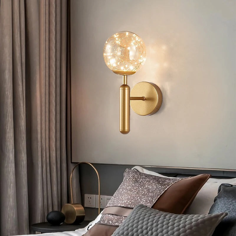 Glazen Ster Wandlamp – Moderne LED Wandverlichting van Glas en Metaal – Decoratieve Sfeerlamp voor Slaapkamer en Woonkamer