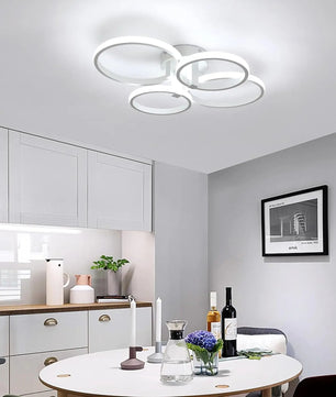 Moderne LED Plafondlamp 48W – Ronde Designlamp met Vier Ringen – Acryl en Metaal – 6500K Koelwit – 5400 Lumen
