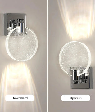 Moderne LED Wandlamp – Dimbaar 1000–1200 Lumen met 3 Kleurtemperaturen – Chroomkleurige Acryl Wandverlichting met Bubbelstructuur voor Woonkamer, Slaapkamer & Gang