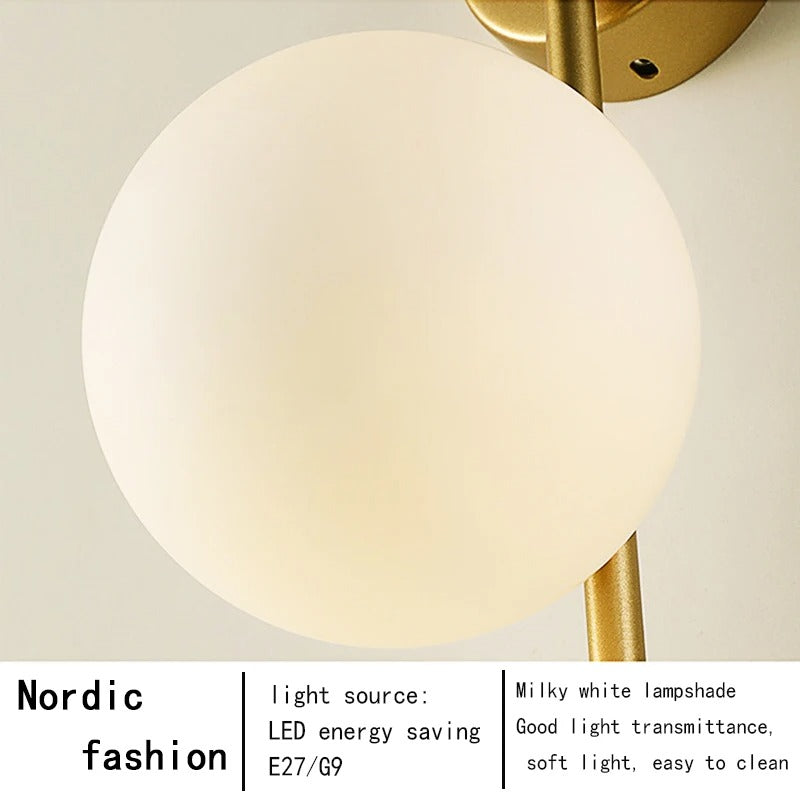 LED Glazen Bol Wandlamp – Metalen Design Wandverlichting in Goud of Zwart – Moderne Sfeerlamp voor Woonkamer en Slaapkamer